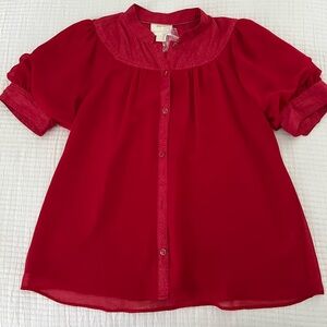 Anthropologie Maeve Lavoie Blouse Red. Size 4.